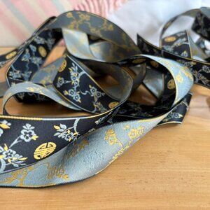 Vintage Sewing Trim Asian Cherry Blossom Print 5 yds